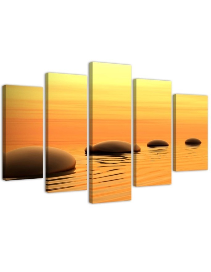 Leinwandbild modern - Zen Spa Steine Wasser Gelb | Feeby