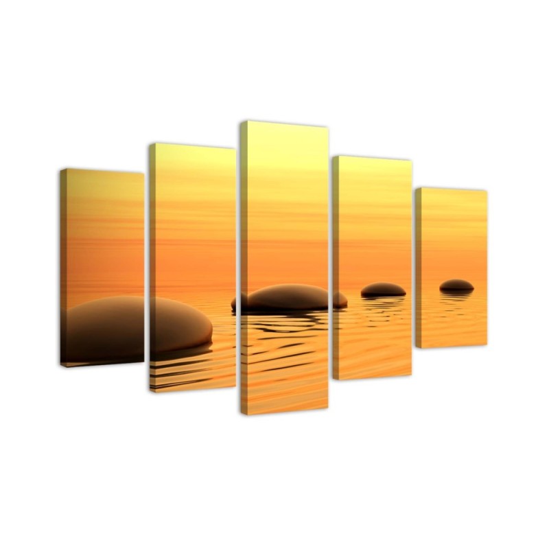 Leinwandbild modern - Zen Spa Steine Wasser Gelb | Feeby