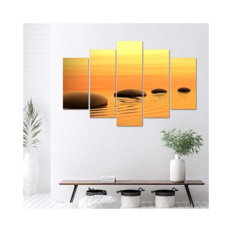 Leinwandbild modern - Zen Spa Steine Wasser Gelb | Feeby