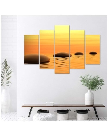 Leinwandbild modern - Zen Spa Steine Wasser Gelb | Feeby