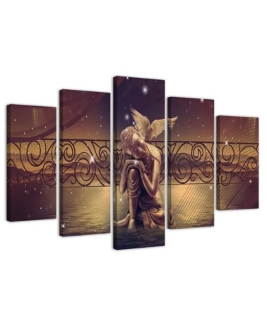 Multi-part painting Golden Buddha vintage for living room | FEEBY