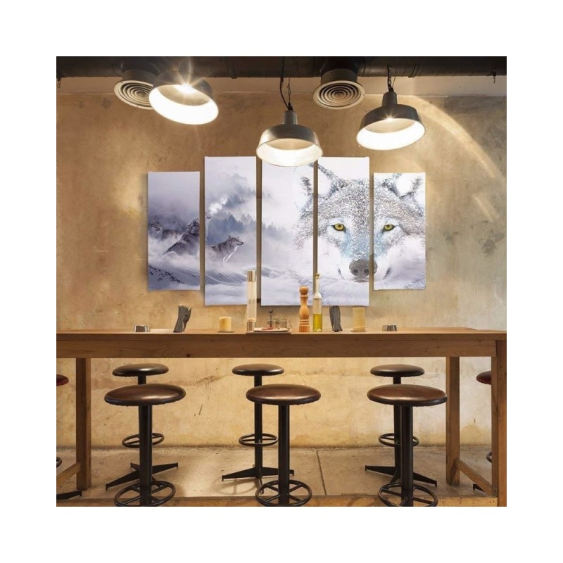 Modernes Wandbild - Wolf Nebel Wald Grau | Feeby