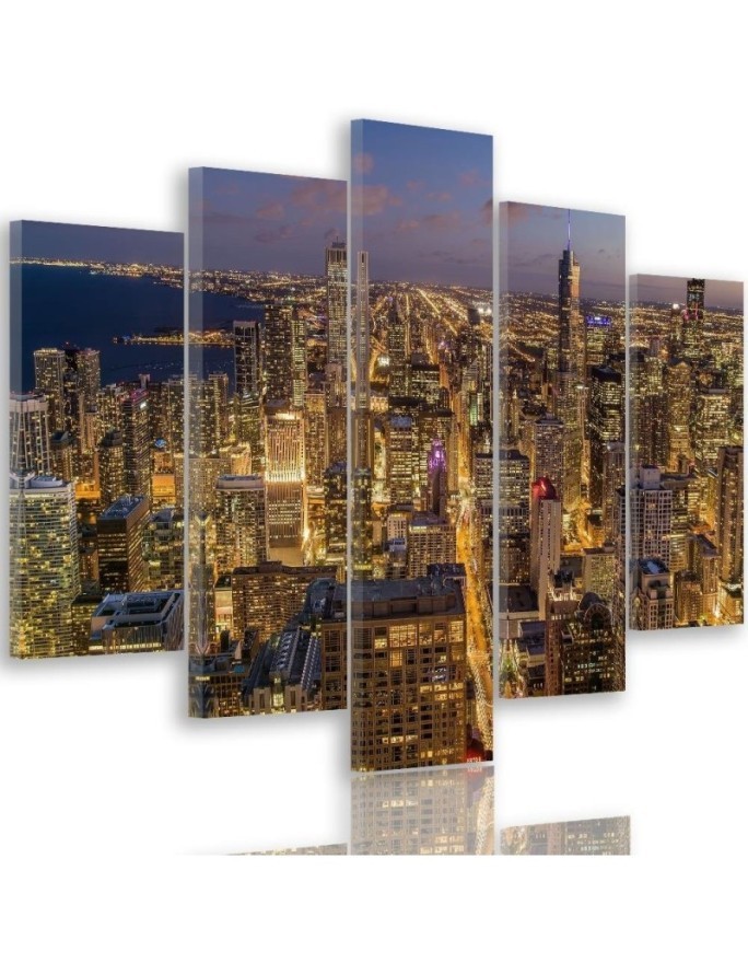 Obraz na ścianę Chicago miasto nocą dekoracyjny | FEEBY