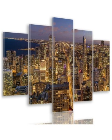 Obraz na ścianę Chicago miasto nocą dekoracyjny | FEEBY