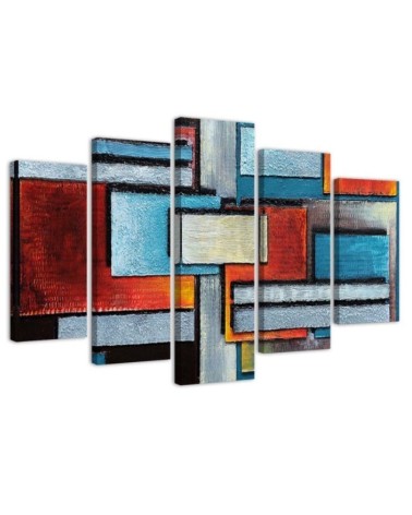 Canvas print for living room 5 parts Geometric abstraction | FEEBY
