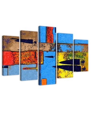 Colourful abstract landscape - wall painting for living room | FEEBY