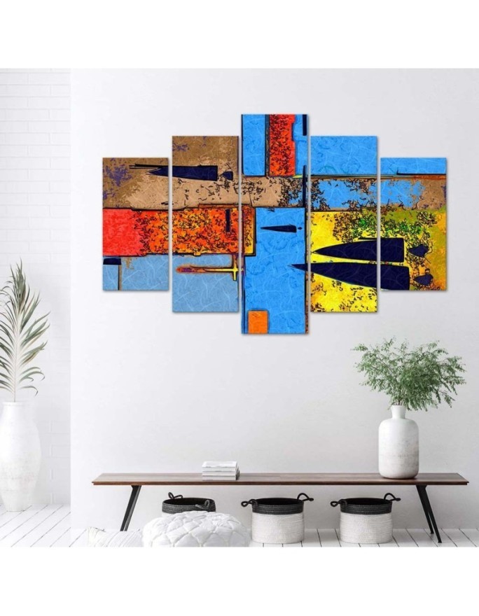 Colourful abstract landscape - wall painting for living room | FEEBY