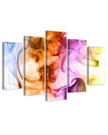 5 Piece Colourful smoke abstract Canvas painting for living room, dining room | FEEBY