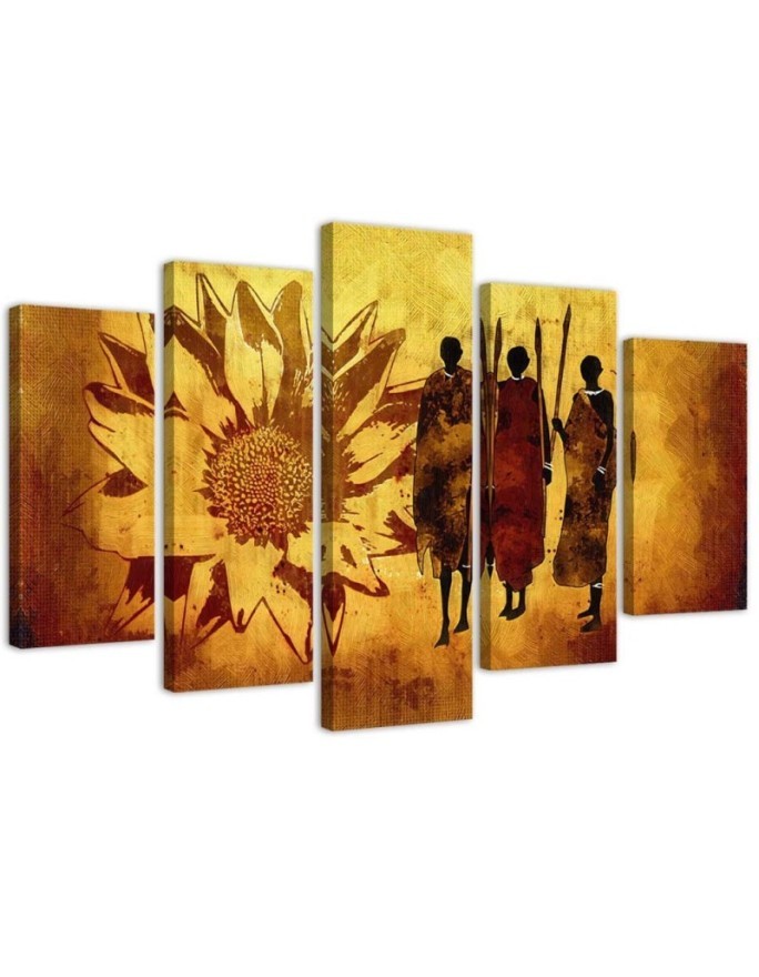 Canvas print 5 parts Africa people for living room, office for wall | FEEBY