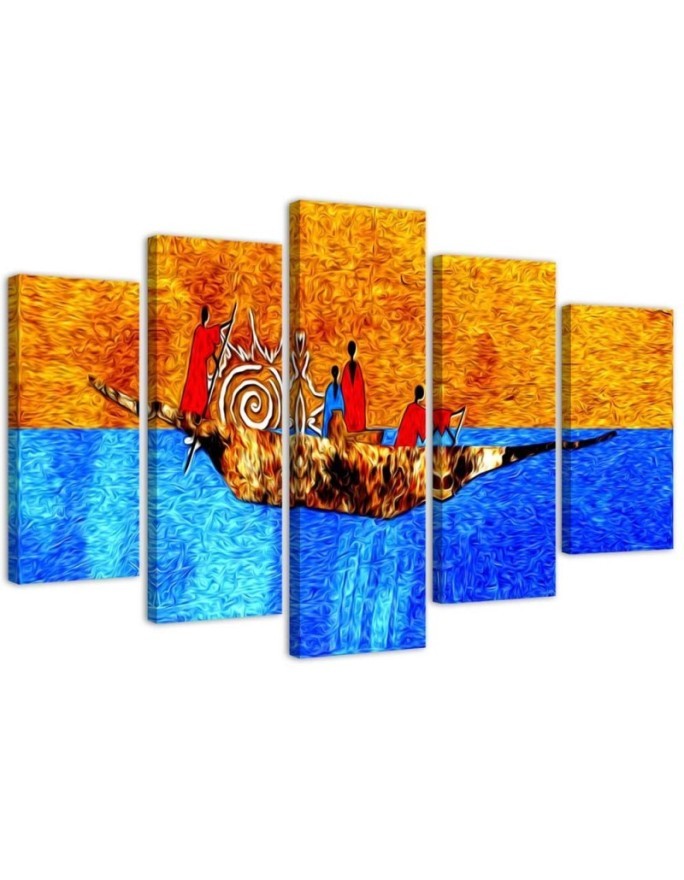 Canvas print for living room African landscape 5-part | FEEBY
