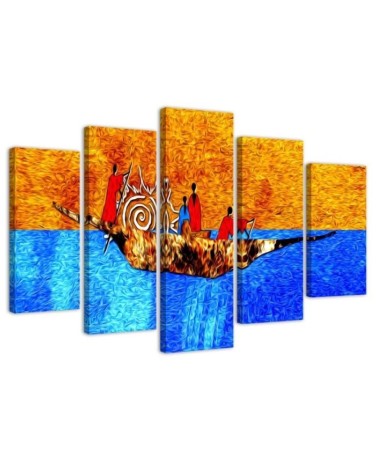 Canvas print for living room African landscape 5-part | FEEBY