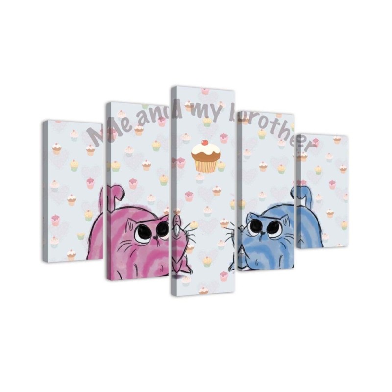 Wandbild für Wohnzimmer - Zwei Katzen Tiere | Feeby