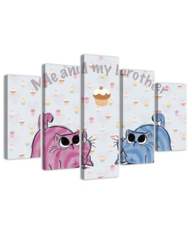 Wandbild für Wohnzimmer - Zwei Katzen Tiere | Feeby