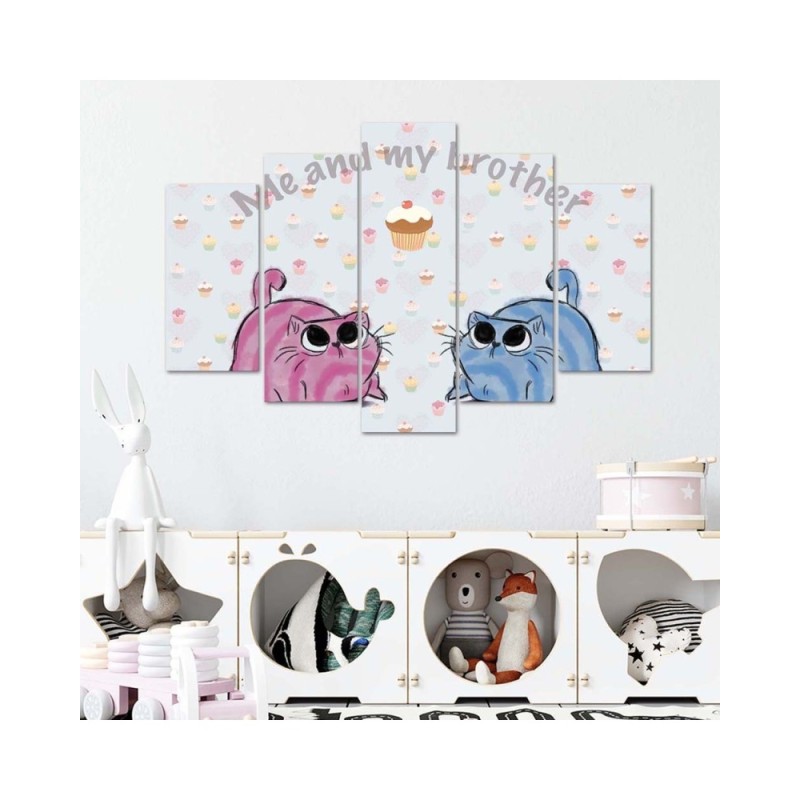 Wandbild für Wohnzimmer - Zwei Katzen Tiere | Feeby