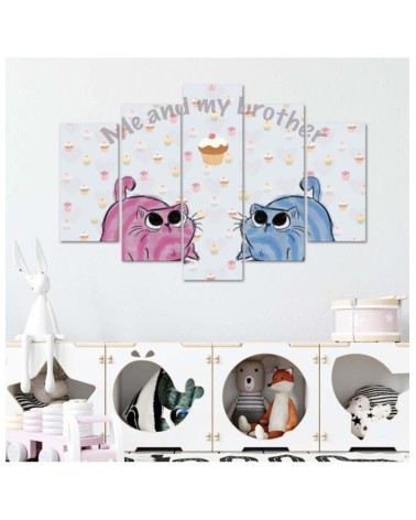 Wandbild für Wohnzimmer - Zwei Katzen Tiere | Feeby