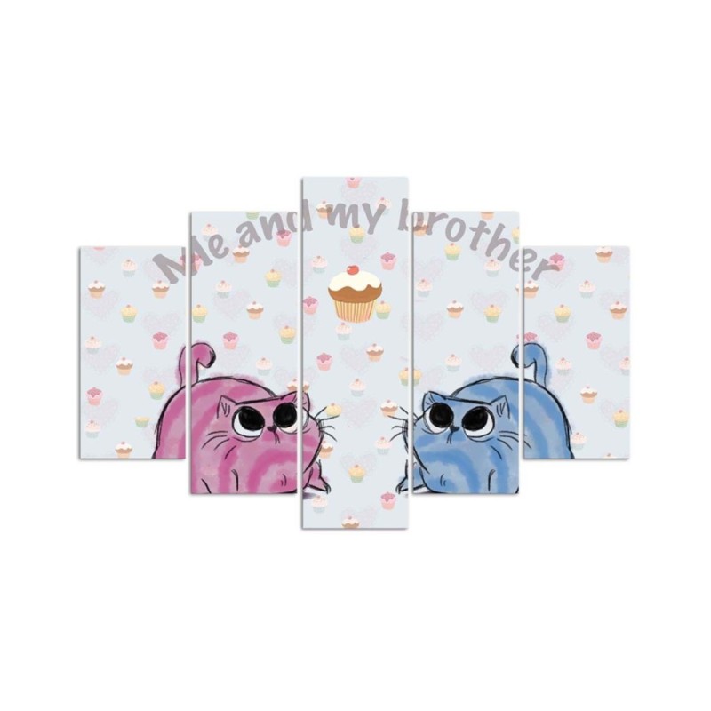 Wandbild für Wohnzimmer - Zwei Katzen Tiere | Feeby