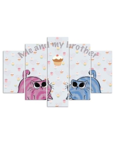 Wandbild für Wohnzimmer - Zwei Katzen Tiere | Feeby