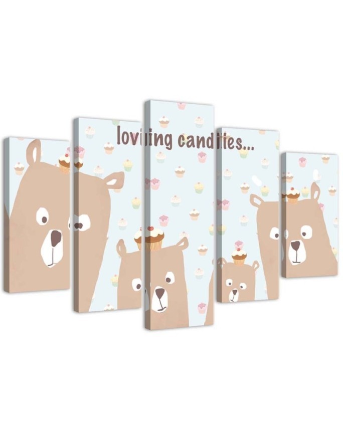 Obraz boho dla dzieci Misie Loving candies | FEEBY