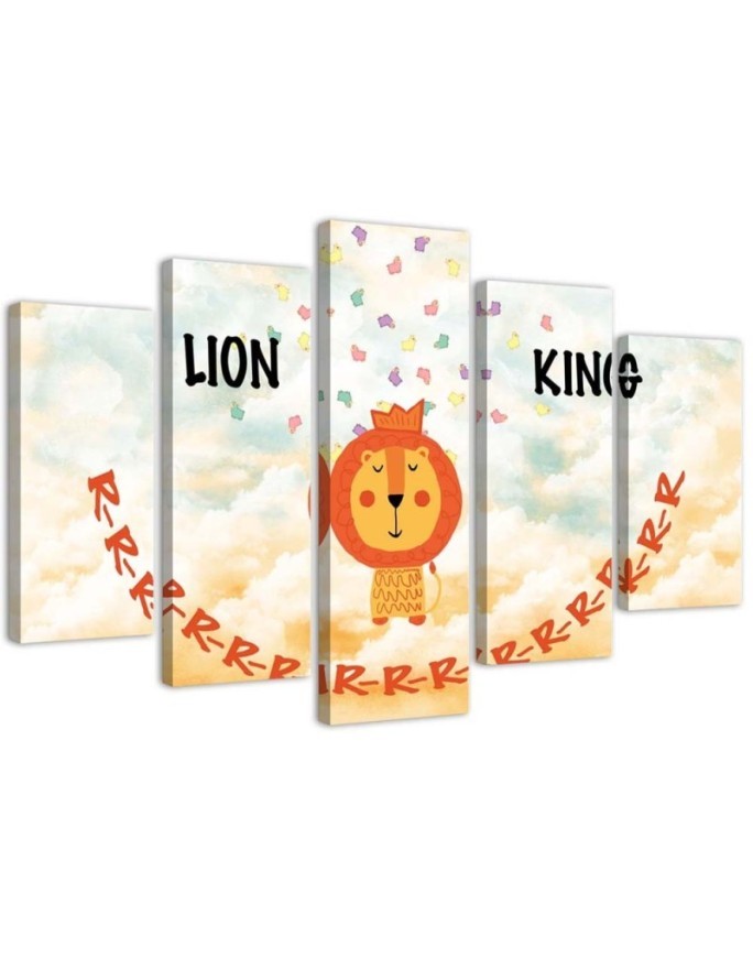 Obraz 5 części Lew Lion King do pokoju dziecięcego na ścianę | FEEBY