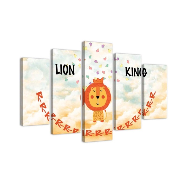 Obraz 5 części Lew Lion King do pokoju dziecięcego na ścianę | FEEBY