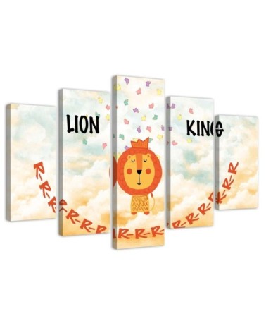 Obraz 5 części Lew Lion King do pokoju dziecięcego na ścianę | FEEBY