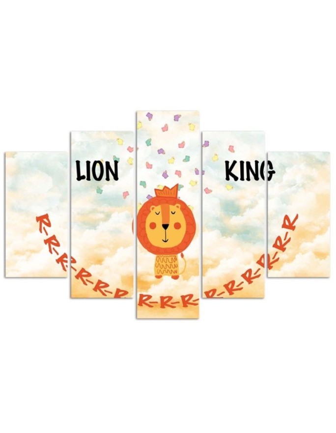 Obraz 5 części Lew Lion King do pokoju dziecięcego na ścianę | FEEBY