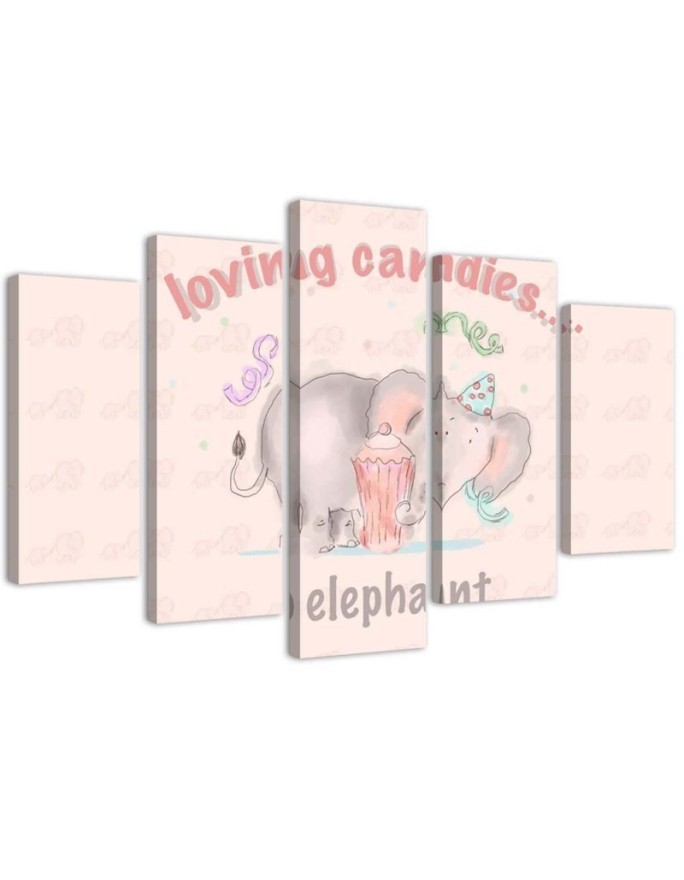 Modernes Wandbild - Rosa Elefant | Feeby