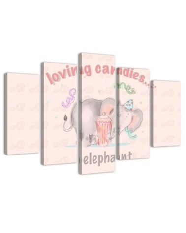 Obraz dziecięcy Słonik Loving candies elephant | FEEBY