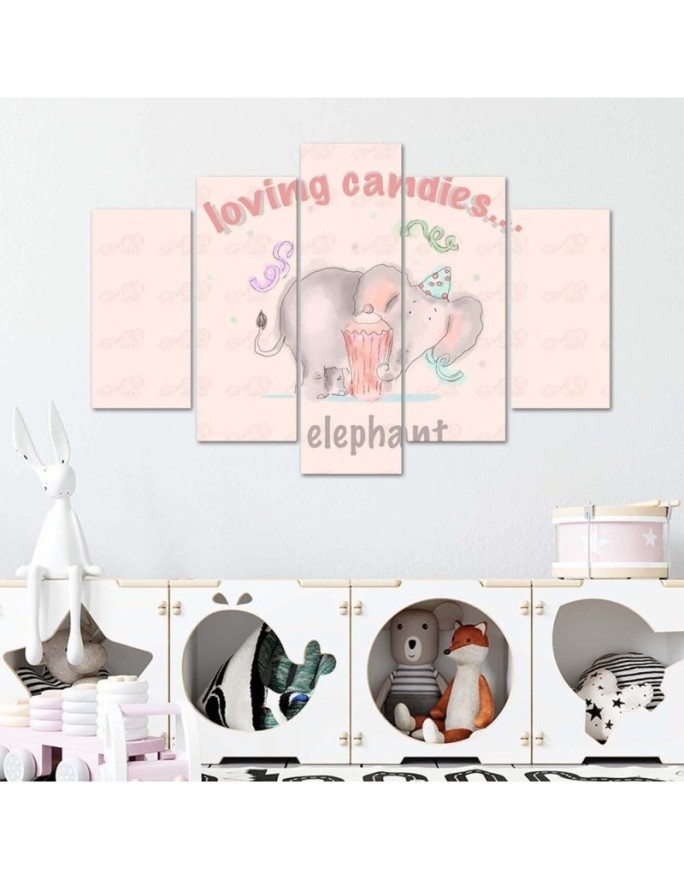 Obraz dziecięcy Słonik Loving candies elephant | FEEBY