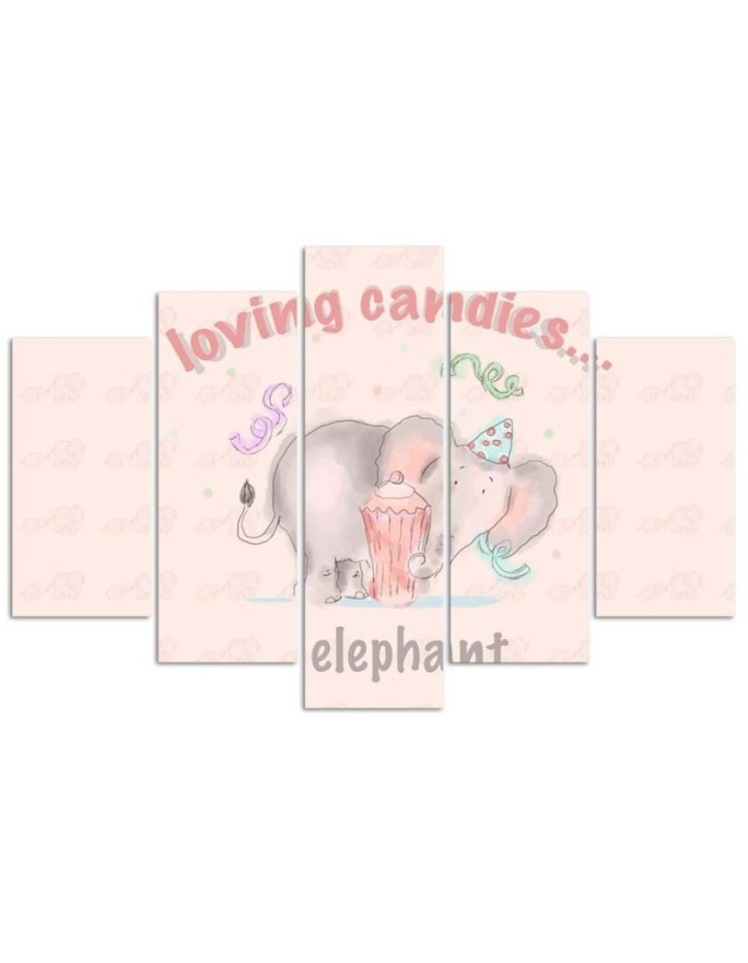 Obraz dziecięcy Słonik Loving candies elephant | FEEBY