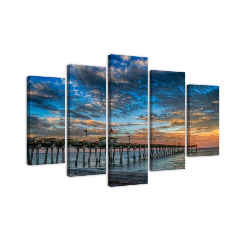 Leinwandbild - Sonnenuntergang Pier | Feeby