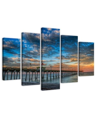 Leinwandbild - Sonnenuntergang Pier | Feeby
