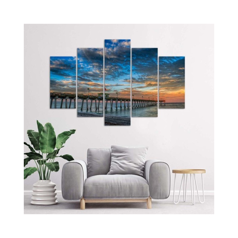 Leinwandbild - Sonnenuntergang Pier | Feeby