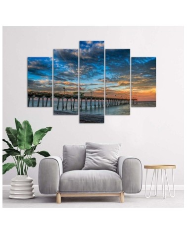 Leinwandbild - Sonnenuntergang Pier | Feeby