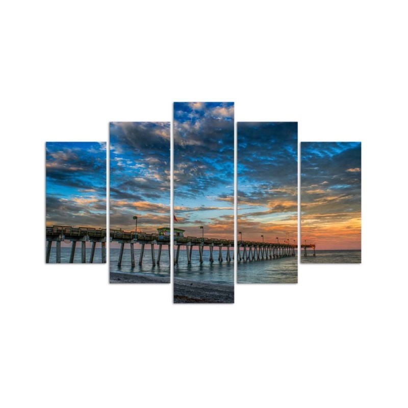 Leinwandbild - Sonnenuntergang Pier | Feeby