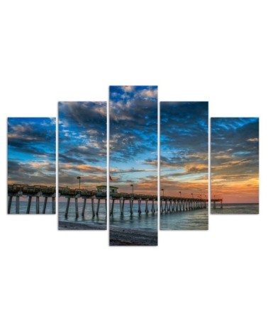 Leinwandbild - Sonnenuntergang Pier | Feeby