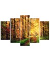 Wall painting for living room Forest road landscape 5 parts | FEEBY