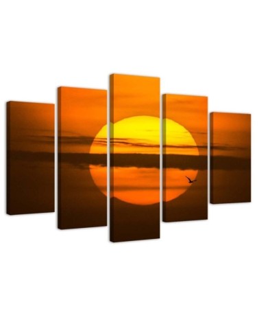 Sunset canvas painting 5 parts for living room | FEEBY