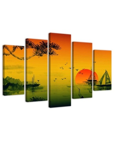 Wall painting for living room Sunset landscape Japan | FEEBY