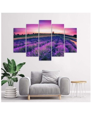 Wandbild für Wohnzimmer - Lavendel Lila Feld | Feeby