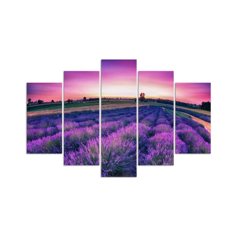 Wandbild für Wohnzimmer - Lavendel Lila Feld | Feeby