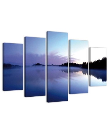 Canvas painting Fog over the lake for living room | FEEBY