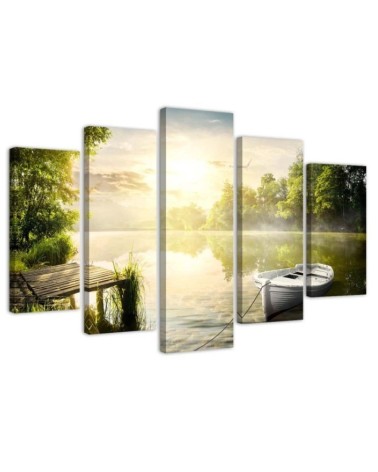 Sunrise over the lake modern wall artpainting | FEEBY