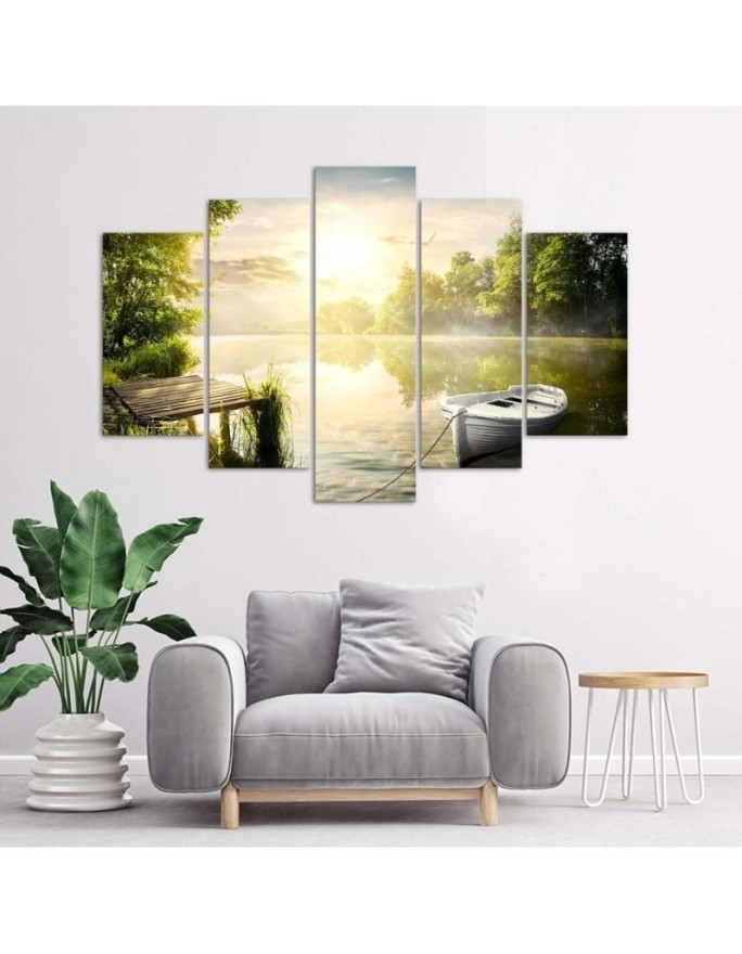Sunrise over the lake modern wall artpainting | FEEBY