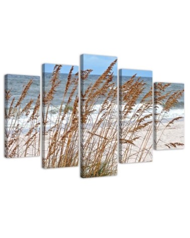 Reeds by the sea canvas painting for living room, bedroom | FEEBY