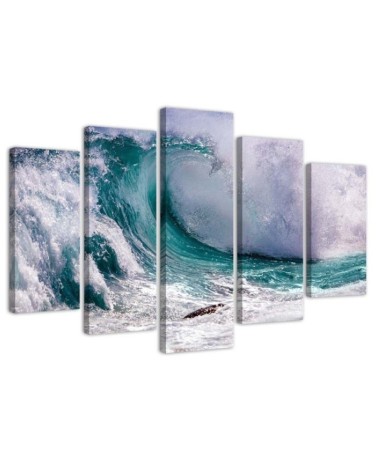 Ocean sea wave 5-part paintings for office, living room | FEEBY