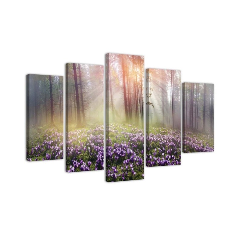 Leinwandbild - Neblige Waldblumen | Feeby