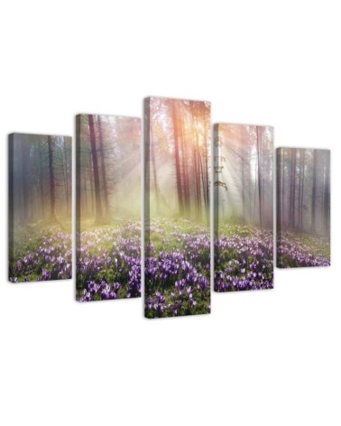 Leinwandbild - Neblige Waldblumen | Feeby