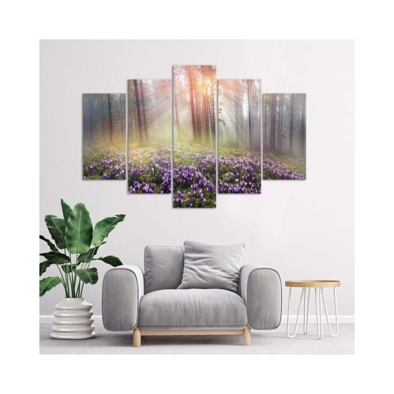 Leinwandbild - Neblige Waldblumen | Feeby