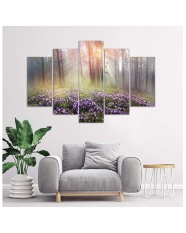 Leinwandbild - Neblige Waldblumen | Feeby